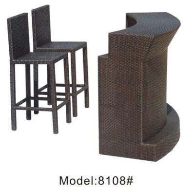 China 3pcs wicker  public house club counter bar  table and armless chairs-8108 for sale