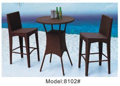 China 3pcs wicker rattan saloon club round bar  table and 2pcs armless chairs-8102 for sale