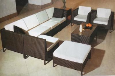 China 8-piece patio outdoor  wicker rattan modular conversation deep seet sofa set with single chair-9029 for sale