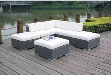 China 6-piece  L shape rattan wicker outdoor furniture modular sofa commercial furniture-YS5755 for sale