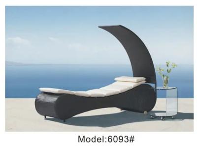 China Plastic beach poolside lounge chair rattan wicker chaise lounge chairs canopy bed outdoor with cushion---6093 for sale