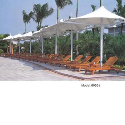 China Plastic wooden teak sun lounger chair sunbed with umbrella---6053 en venta