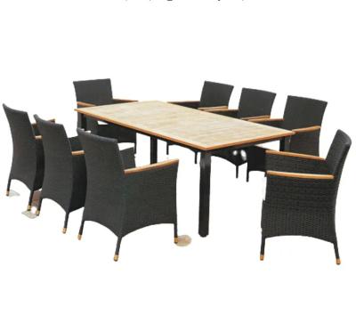 China 7pcs outdoor Rattan furniture pool side furniture rectangle wooden garden tables with 6 plastic dining chairs---8300 en venta