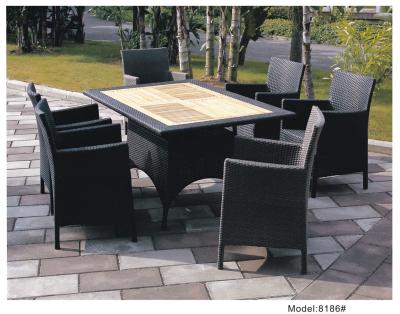 China Teak table top with 4 wicker dining chair set -8186 for sale