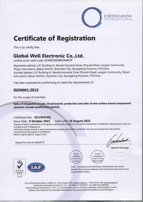 ISO9001 - Global Well Electronic Co., LTD