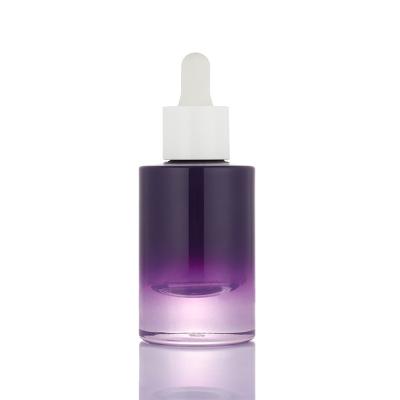 China New design small ombre purple white pump 30ml  empty serum container dropper bottle for sale
