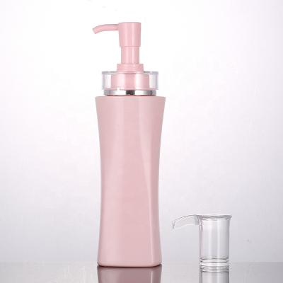 China Wholesale 350ml 500ml Luxury Pink Square Airless Refillable Shower Gel Empty Pump Bottles Body Lotion Container for sale