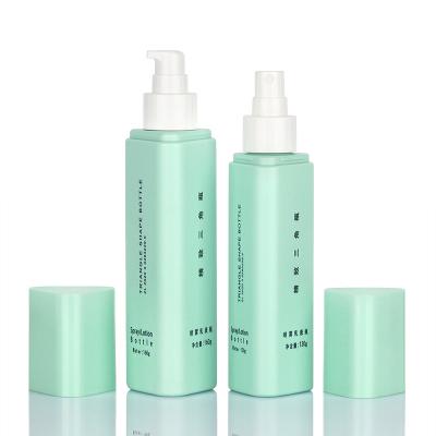 China Unique Triangular Cosmetic Spray Bottle Matte Green Frosted Surface 50 Ml for sale