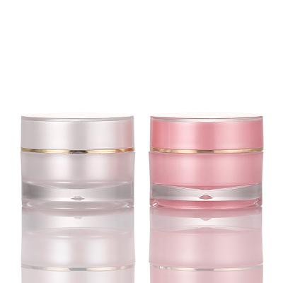 China 10g 20g 30g Plastic Cosmetic Face Cream Packaging Pink Round Pet Empty Jars for sale