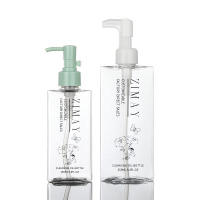 China 180ml Clear Oil Packaging Container Shampoo And Conditioner Set Square Lotion Pump Bottle Plastic 200ml for sale