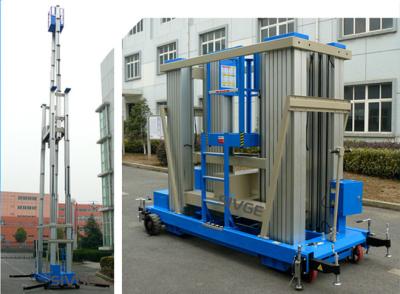 China elevación vertical del palo de la carga 136kg plataforma de trabajo aéreo hidráulica de la aleación de aluminio de 18 M en venta