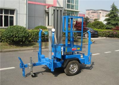 China Vertical Trailer Mounted Man Lift , Single Mast Trailer Boom Lift For Window Cleaning for sale
