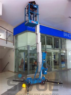 China 10m Single Mast Blue Hydraulic Lift Ladder 120kg Load For Office Buildings for sale