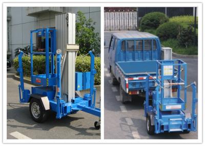 China Trailer Mounted One Man Lift 8 Meter Hydraulic Aluminium Alloy With 136 kg Rated Load for sale