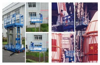Chine 10 bleu en aluminium hydraulique de mât de la plate-forme de travail de mètre quatre pour des entrepôts à vendre