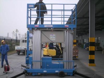 China 12 Meter Blue Mobile Elevated Working Platforms , Four Mast Electric Ladder Lift for sale