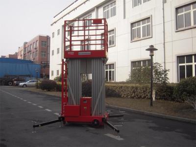 China Dual Mast Hydraulic Aerial Work Platform Manual Push Around 8 Meter Platform Height for sale
