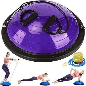China Half Balance Ball Trainer Half Yoga Exercise Ball with Resistance Bands and Foot Pump Balance Trainer for sale