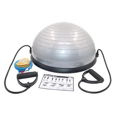 China Multiple Uses Gym Half Balance Ball With Pump 2 Removable Resistance Bands for sale