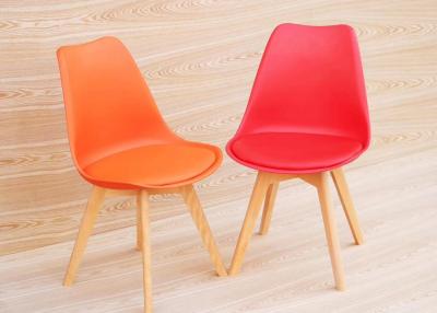 China Floor Protection Red Eames Chair , Thickened Beech Leg Simple Wooden Dining Chairs for sale