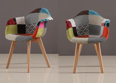 China Minimalist Patchwork Fabric Dining Room Chairs With Beech Wood Legs for sale