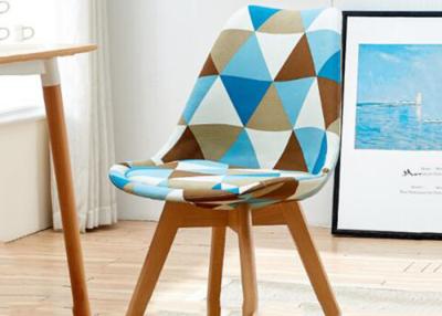 China Contemporary Patchwork Dining Chair Geometrically Designed Wood Base for sale