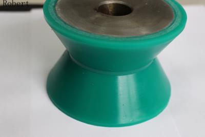 China Green Color Polyurethane Roller Wheels With Cast Iron Centre High Processing Precision for sale