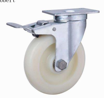 China Total Brake Polyurethane Nylon Roller Wheels With Double Ball Bearings for sale
