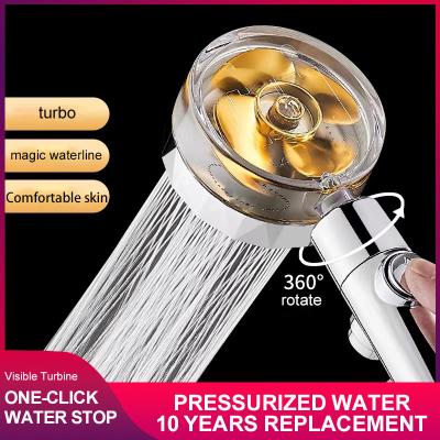 China Small Waist Turbocharged Shower Water Filter Handheld Turbo Propeller Shower Head for sale