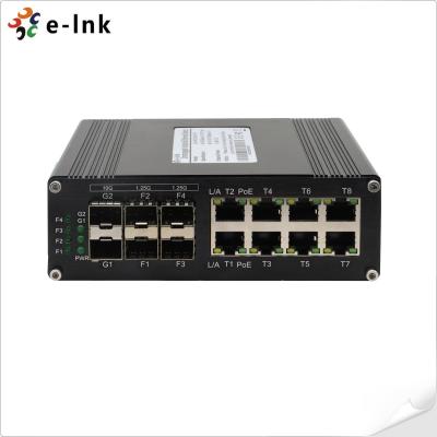 China gigabit portuario RJ45 de 8W Max Industrial Ethernet Switch 8 + 4 puerto 1G SFP + 2 fibra del puerto 10G en venta