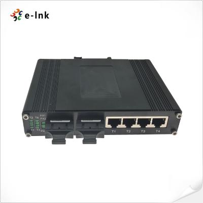 China Industrial Din Rail Ethernet Switch 4 Port 10 100Base-T 2 Port 100BASE-FX Fiber for sale