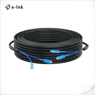 China OS2 9/125uM Outdoor Armored Cable 2 Core SM Fiber Patch Cord 50 Meters for sale