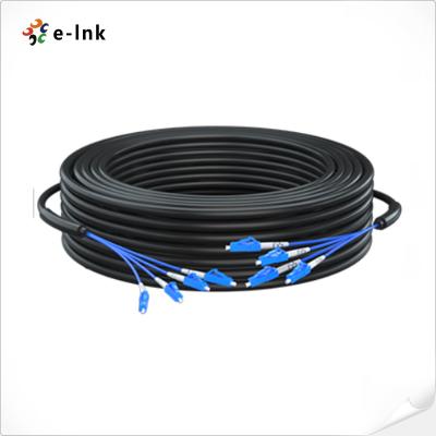 China OS2 4 cable acorazado al aire libre 9/125um del remiendo de la fibra de la base SM 50 metros de LC al conector del LC en venta
