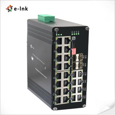 China L2+ Industrial Ethernet POE Switch 24 Port 10/100/1000T 802.3at PoE + 4 Port 1000X SFP for sale