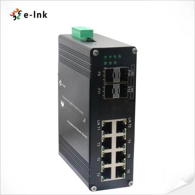 China Medios convertidor 8 10/100/1000T portuario 4 1000X portuario SFP de Ethernet industrial de L2+ en venta