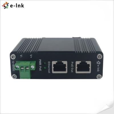 China 12~48V DC Spannung über industriellem 10/100/1000M PoE RJ45 Verbindungsstück des Ethernet-Injektor- zu verkaufen