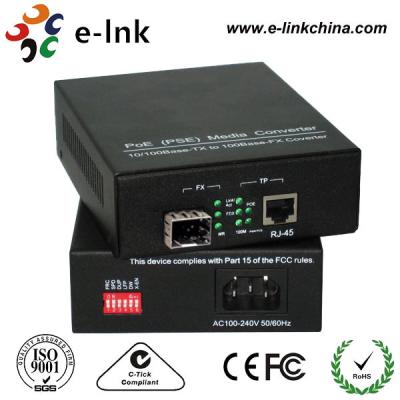 China 1000Base-TX SFP POE Faser-Medien-Konverter, POE trieb Faser-Ethernet-Medien-Konverter an zu verkaufen