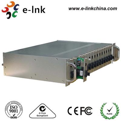 China 19 Inch 2U Rack Structure 16Ch  Fiber Ethernet Media Converter Chassis with Dual Power Supply for sale