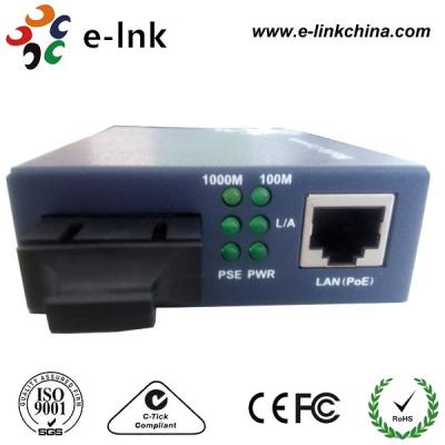 China Gigabit Ethernet POE Fiber Optic Media Converter For POE IP Camera Single Mode for sale