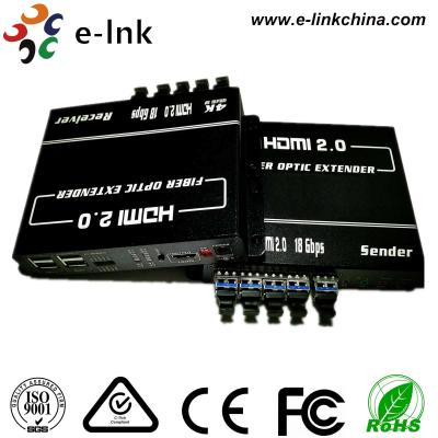 China Mutli Port Hdmi 2.0 Over Cat5 Fiber Optic Extender Converter With Keyboard / Mouse for sale