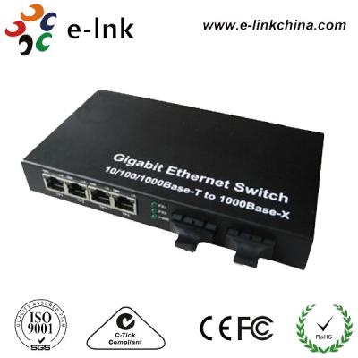 China Single Mode Gigabit Ethernet Switch With 2 Fiber Optic Ports / 4 Ethernet Ports for sale