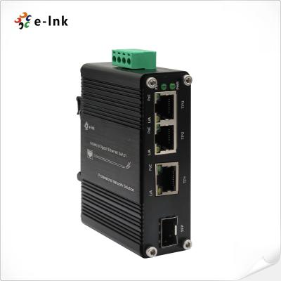 China Industrial 3 Port 30w 802.3at Gigabit Poe Switch With 1 Port 100/1000x Sfp Fiber for sale