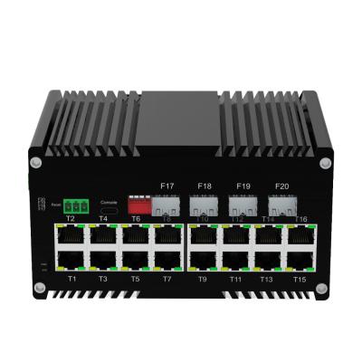 China Industrial 16 puerto 10/100/1000T 802.3at Conmutador PoE administrado con 4 puertos 1000X SFP en venta