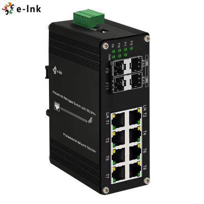 China Industrial 8 Port 10/100/1000T Switch Ethernet gerenciado com 4 Portos 1000X SFP Uplink à venda