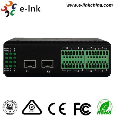 China Industrial 2Ch Double ring Fiber Media Converter with 2 SFP port , RS232 / RS22 / RS85 for sale