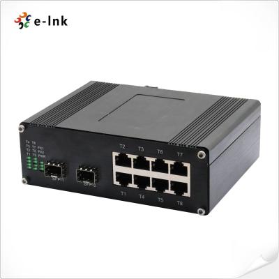 China Interruptor PoE de 8 puertos 10/100T 802.3at con interruptor de red no administrado SFP de 2 puertos 100BASE-FX en venta