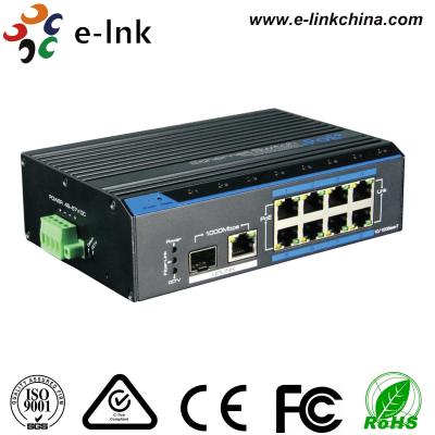China Rugged Ethernet POE Switch 1x10/100/1000M RJ45 + 1x1000M SFP Uplink , 8x10/100M for sale