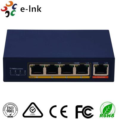 China 1 Port Poe Switch 10/100/1000Base-TX PoE Input to 4-port 10/100Base-TX PoE Output for sale
