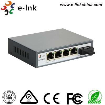 China 5 Port 10 / 100M Ethernet POE Switch 1 x 60W High Power PoE Port 1 x SC Fiber Uplink for sale