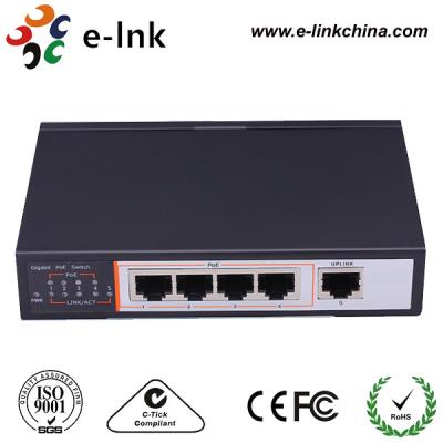 China 4-port 10 / 100 / 1000M Gigabit PoE 30W 48VDC IEEE802.3at Ethernet PoE Switch for sale